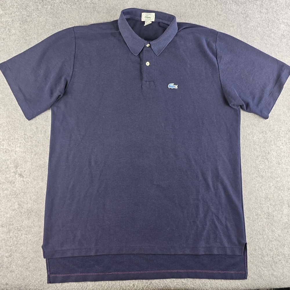 Izod Lacoste Mens XL Navy Blue Pique Polo Shirt Short Sleeve Vintage Gator Logo